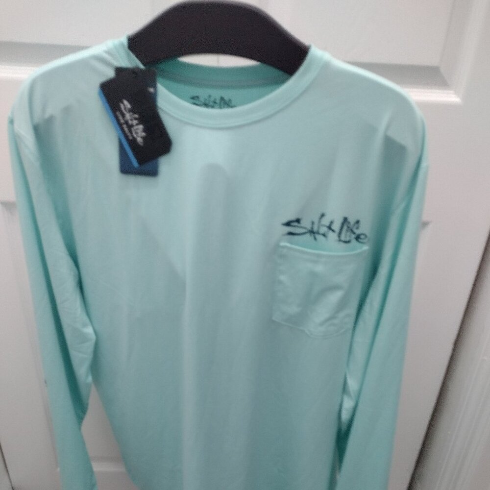 Salt Life SLX Grand Slam Performance Shirt XL Mint Green Fishing Long Sleeve NWT - Picture 4 of 13